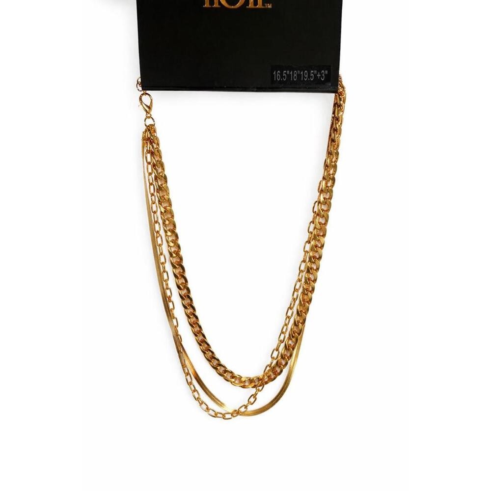 NWT nOir Gold Tone Multi Chain Necklace